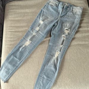 PacSun ripped “perfect fit jegging” blue jeans light wash size 27